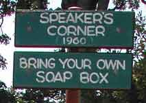 Speakers Corner sign