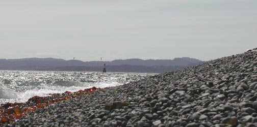 Rock piles on Finlayson Point beach